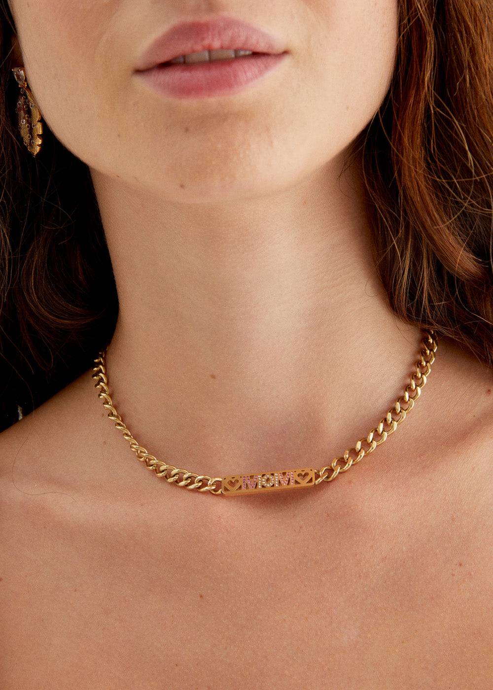 Nalí 14KT GOLD PLA. S. STEEL MOM NECKLACE In Saldo