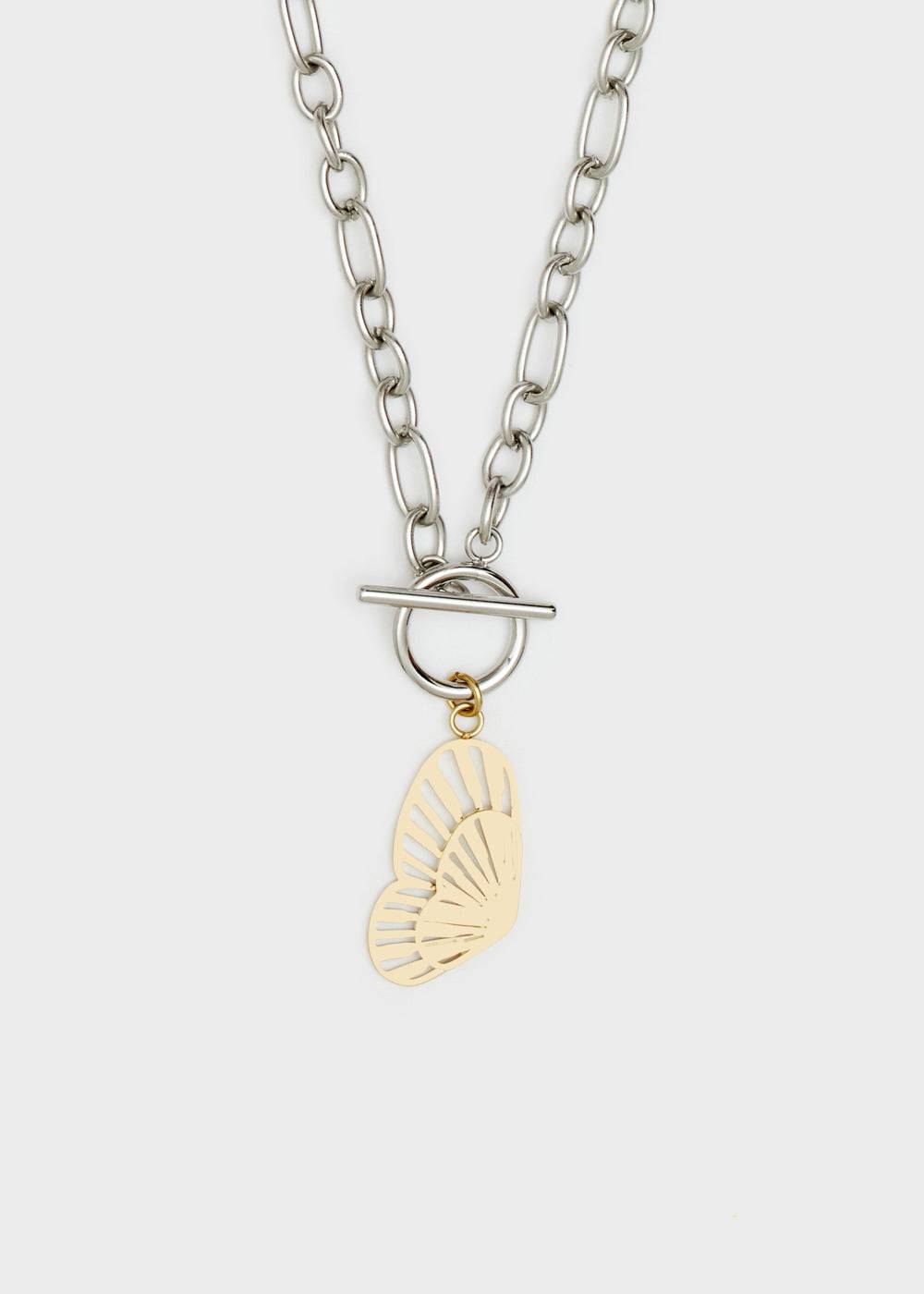 Nalí 14KT GOLD PLA. S. STEEL BUTTERLY NECKLACE Nuova
