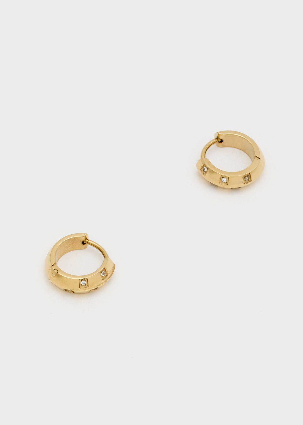 Nalí 14KT GOLD PLA. S. STEEL HOOP EARRINGS W/ STONES In Linea