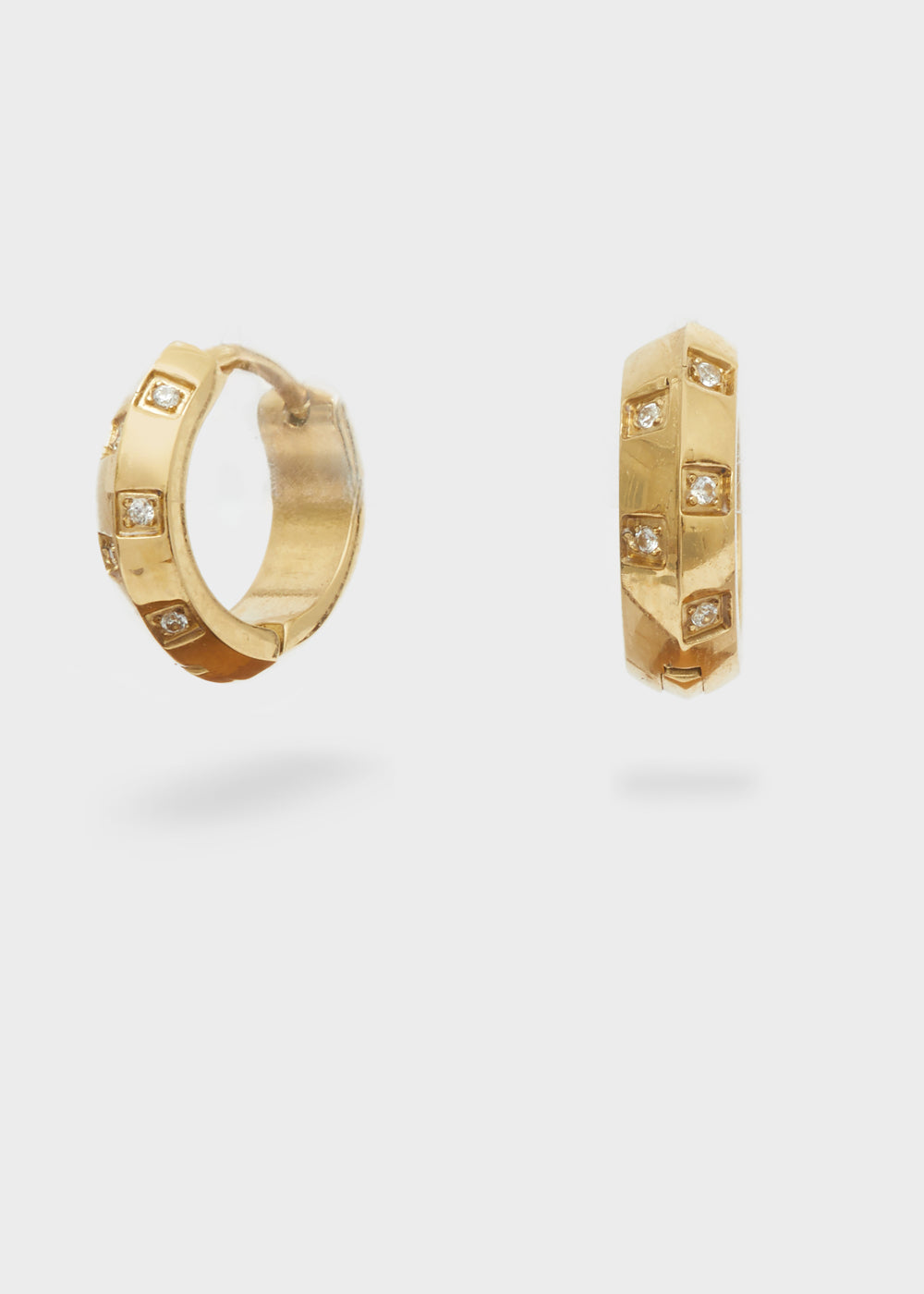 Nalí 14KT GOLD PLA. S. STEEL HOOP EARRINGS W/ STONES In Linea