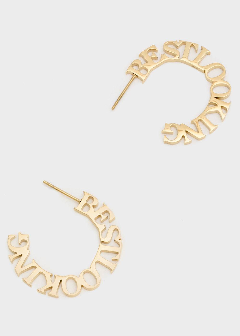 Nalí 14KT GOLD PLA. S.STEEL THIN HOOP EARRINGS Nuovo