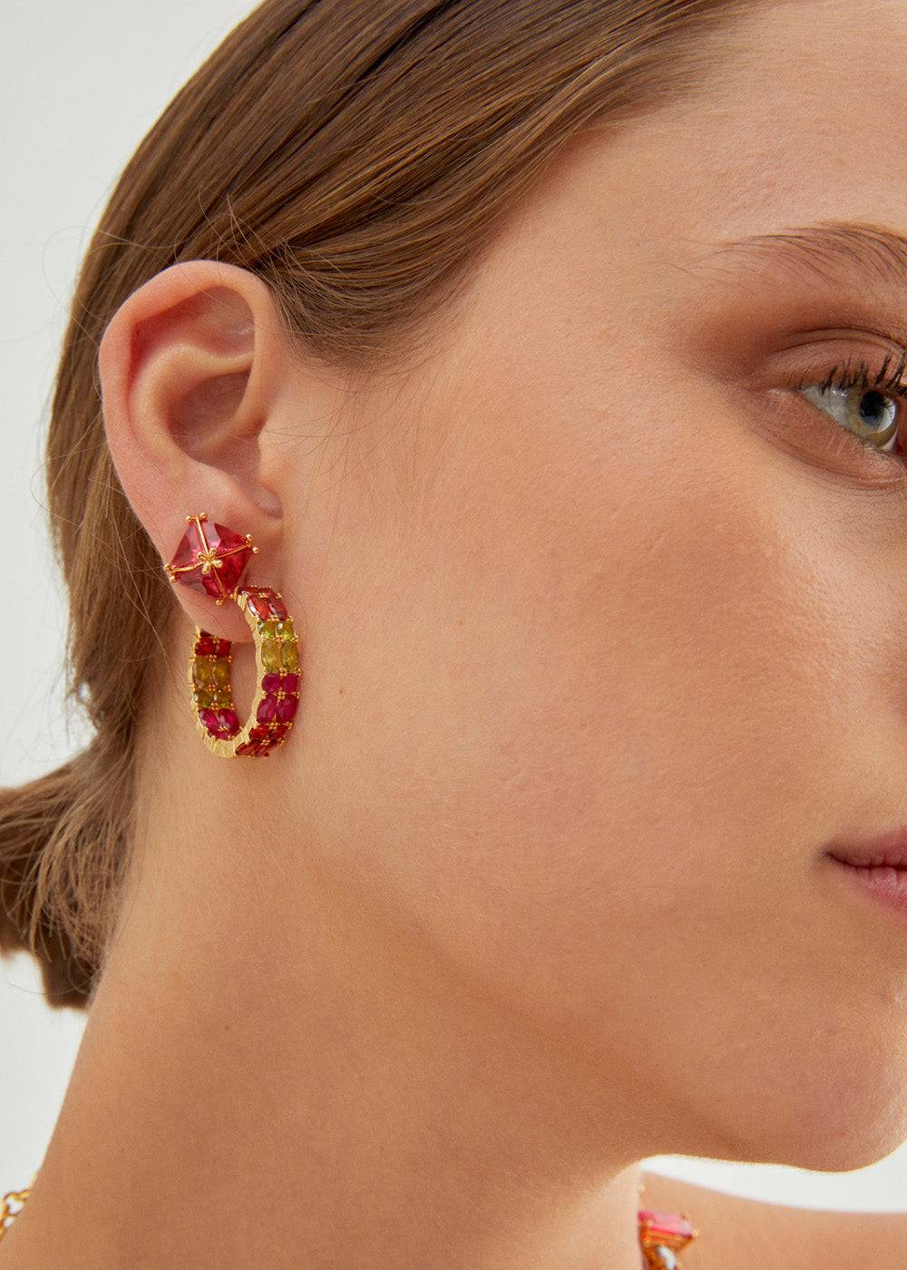 Nalí STUD LOBE EARRINGS W/ ZIRCONS + COLORS Acquista Ora