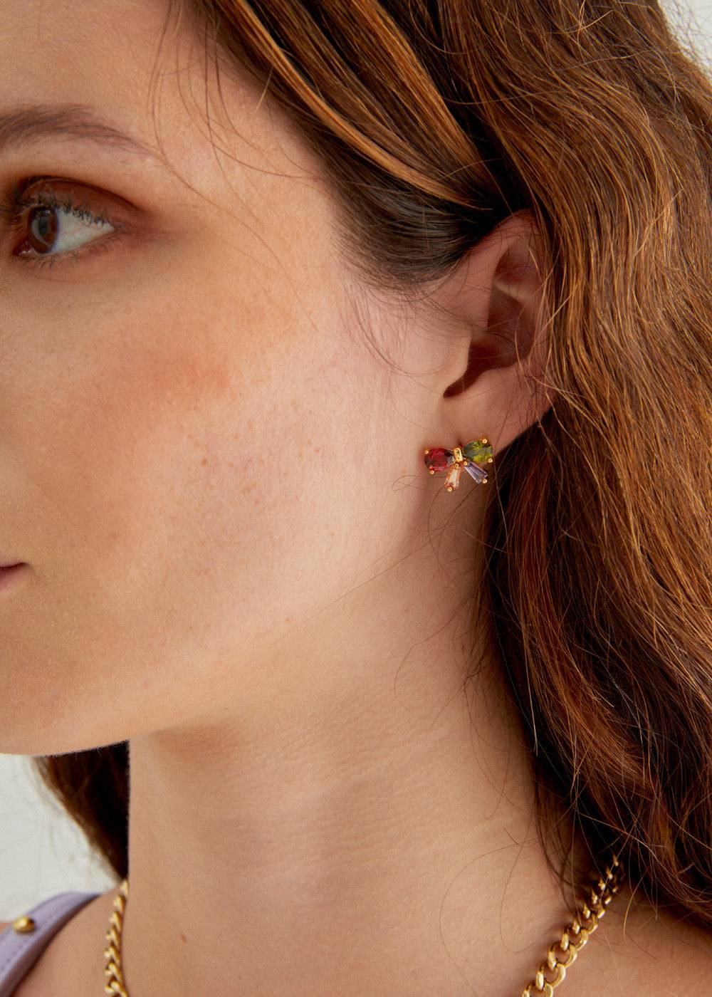 Nalí BOW LOBE EARRINGS ZIRCONS + COLORS Fino Al -60%