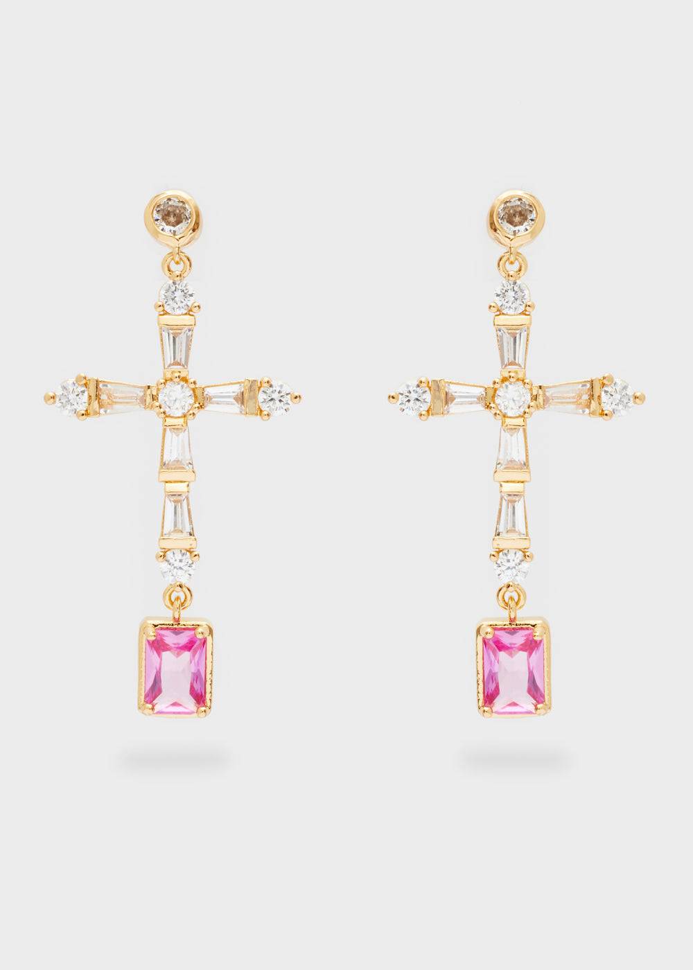 Nalí LEON CROSS EARRINGS W/ ZIRCONS + COLORS Convenienza