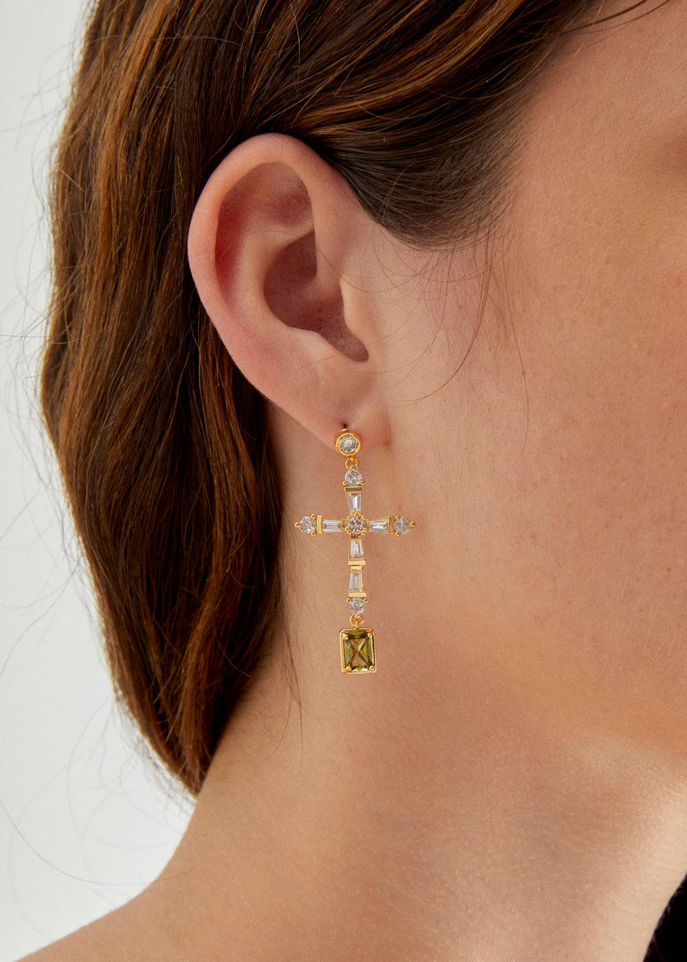 Nalí LEON CROSS EARRINGS W/ ZIRCONS + COLORS Convenienza