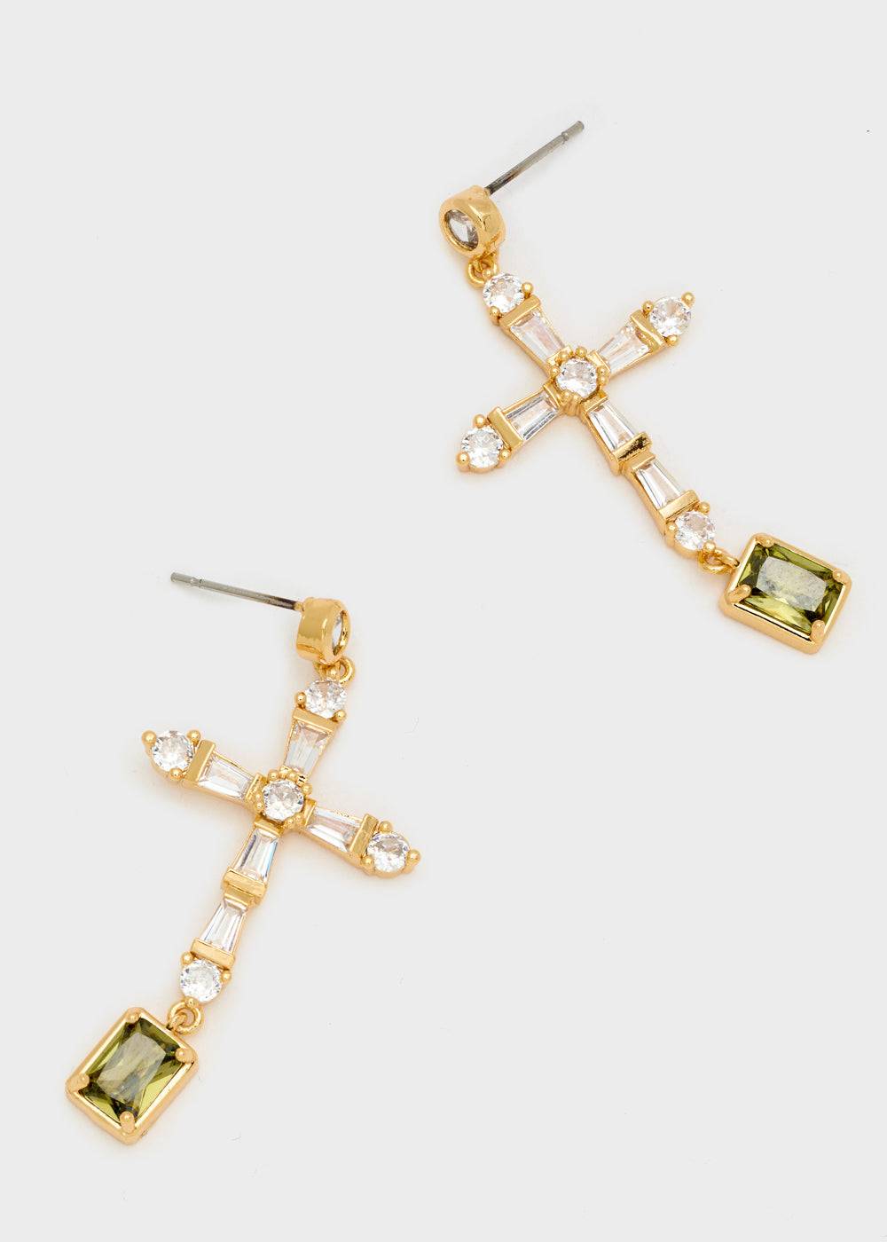 Nalí LEON CROSS EARRINGS W/ ZIRCONS + COLORS Convenienza