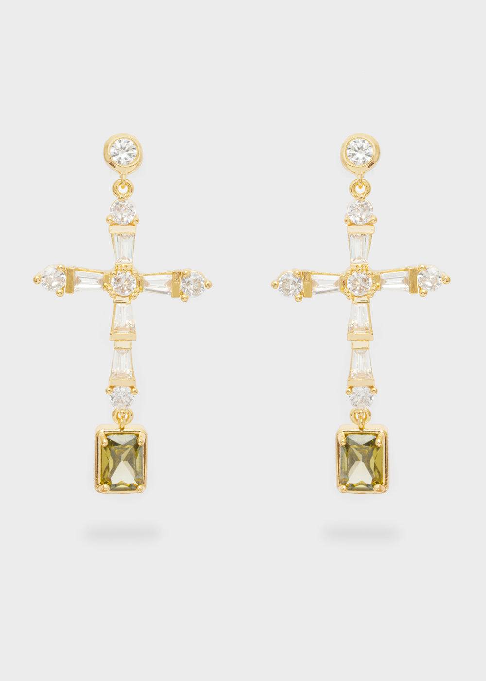 Nalí LEON CROSS EARRINGS W/ ZIRCONS + COLORS Convenienza
