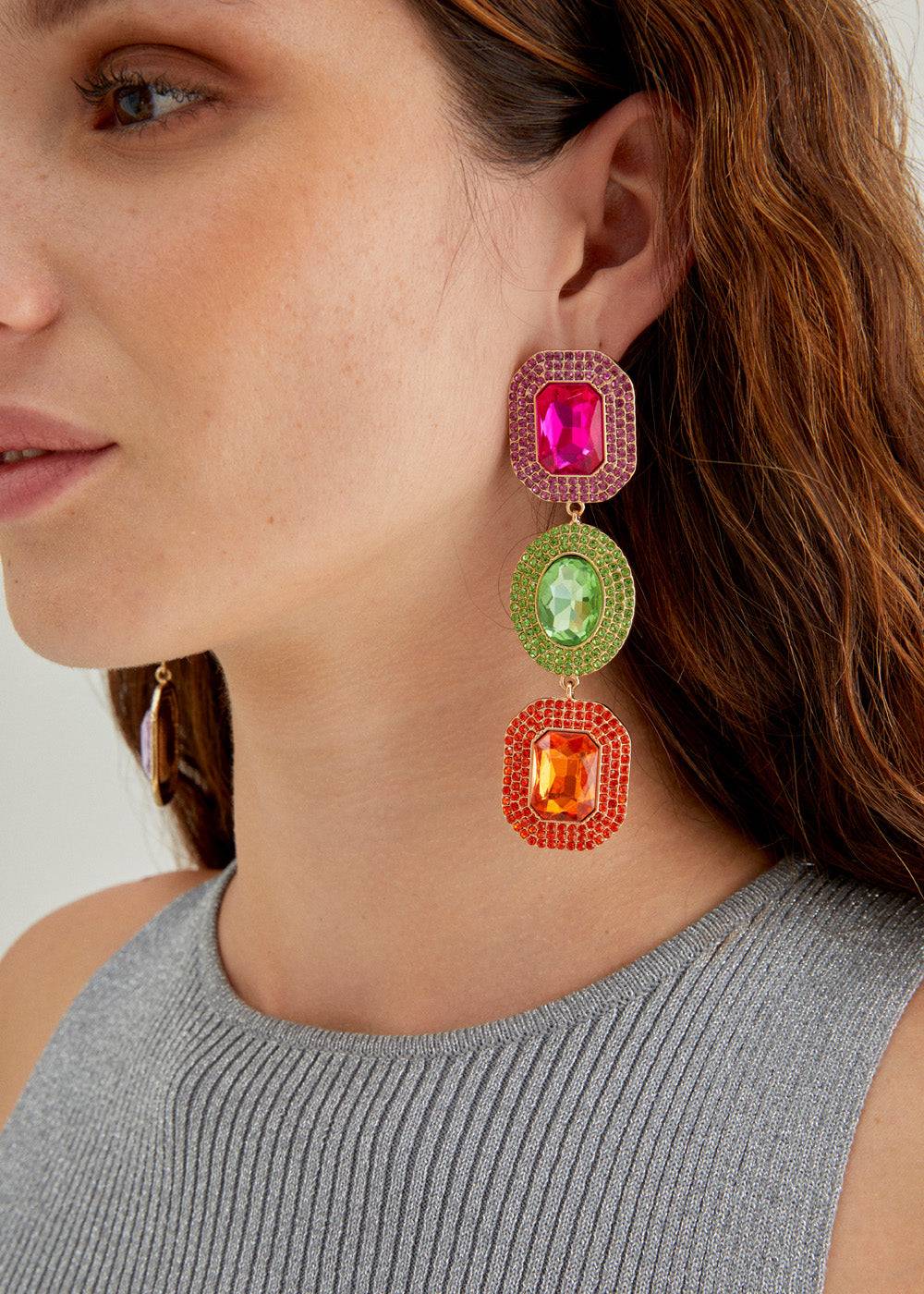 Nalí ADELE LONG EARRINGS W/ MULTI STONES + COLORS Novità