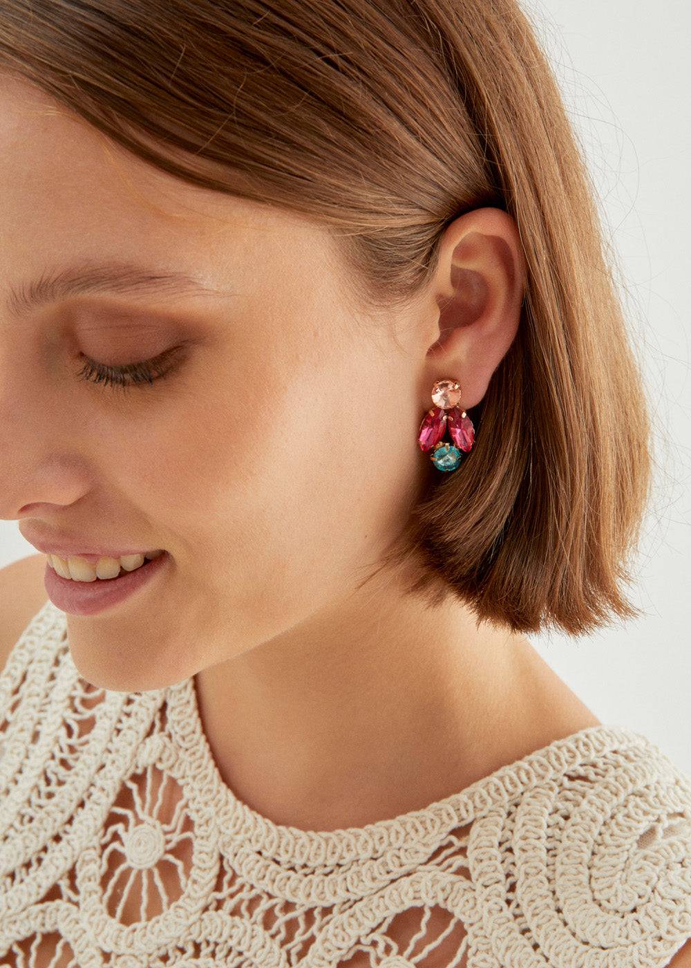 Nalí CYNTHIA LOBE EARRINGS W/ STONES + COLORS Outlet