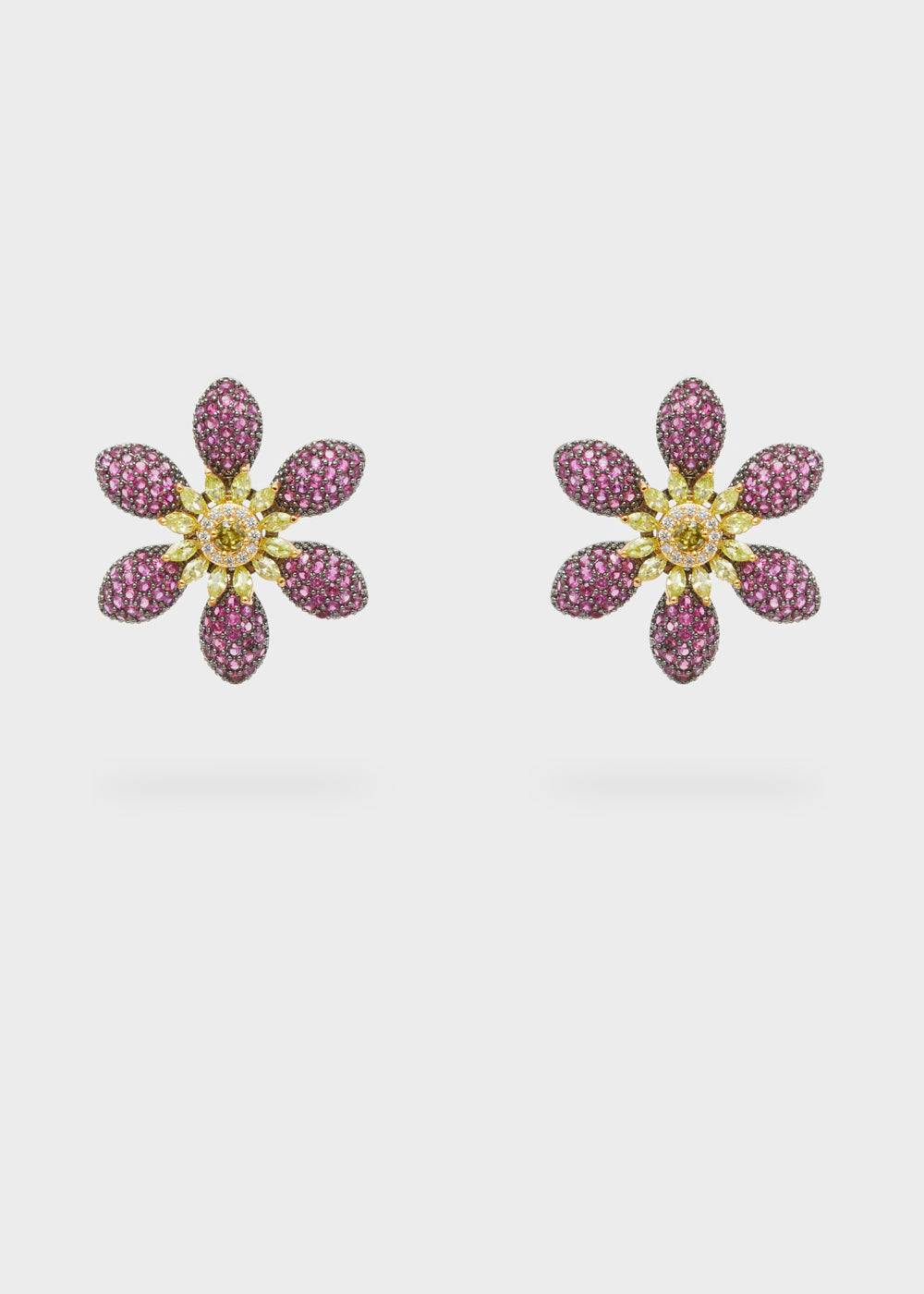 Nalí LEVYA LOBE EARRINGS W/ ZIRCONS + COLORS In Vendita