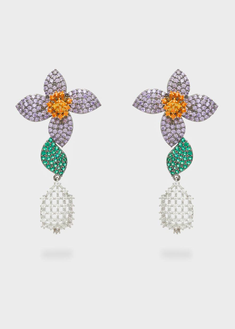 Nalí LEVYA GUNMETAL EARRINGS W/ ZIRCONS + COLORS Saldi