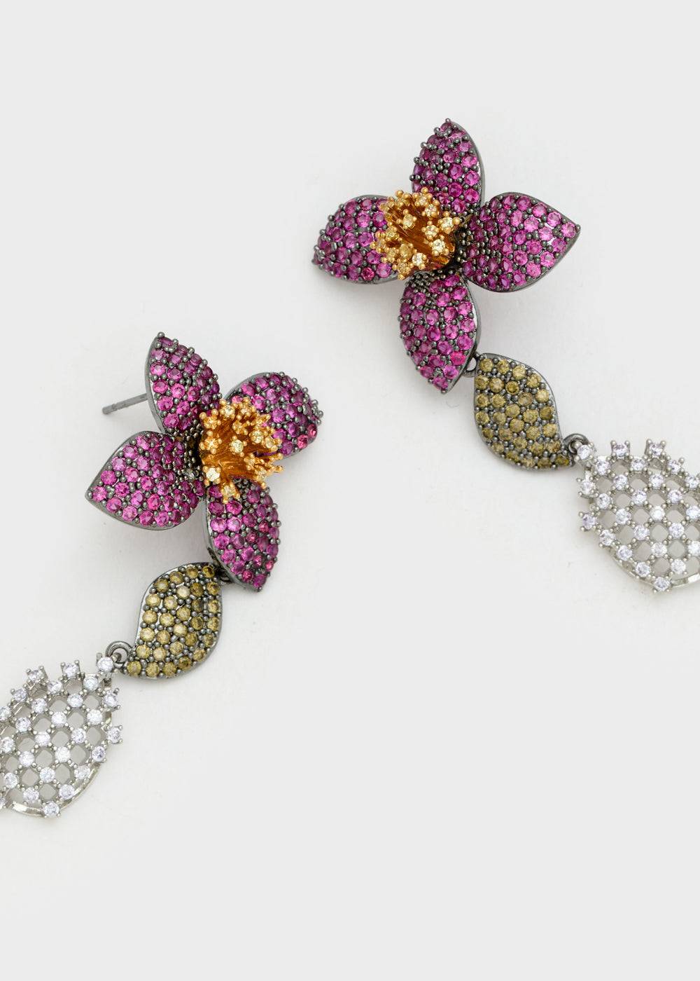 Nalí LEVYA GUNMETAL EARRINGS W/ ZIRCONS + COLORS Saldi