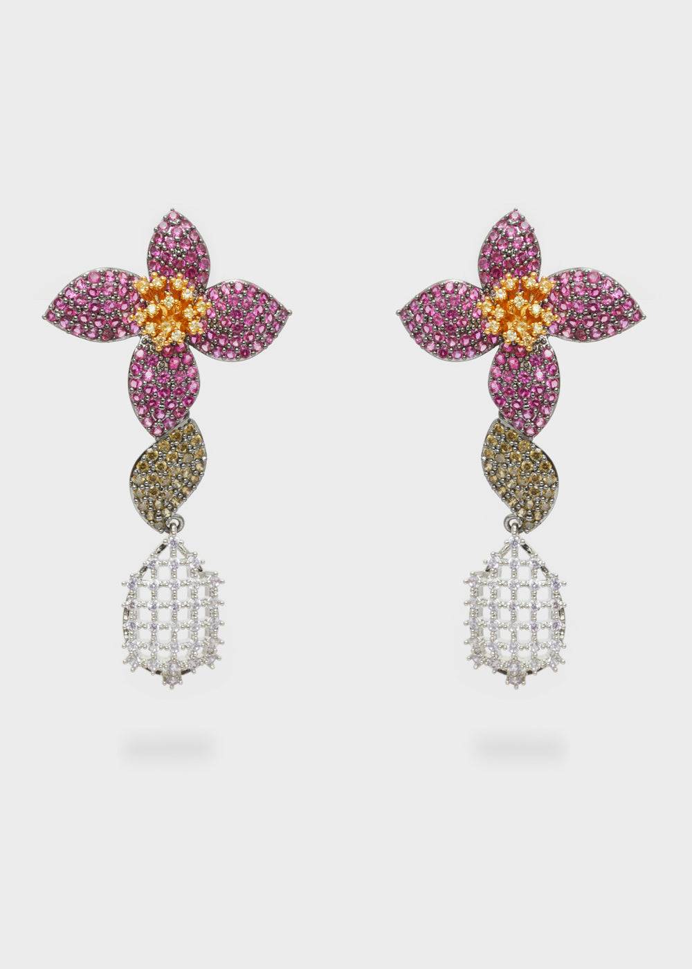 Nalí LEVYA GUNMETAL EARRINGS W/ ZIRCONS + COLORS Saldi
