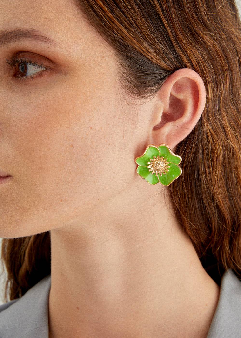 Nalí FLOWER LOBE ENAMEL EARRINGS + COLORS Sconto di tempo limitato