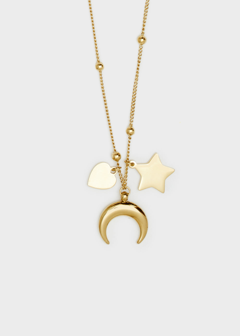 Nalí 14KT GOLD PLA. S. STEEL CHARMS NECKLACE In Linea