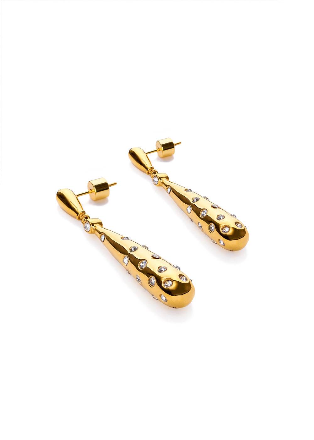 Nalí GOLD LONG EARRINGS W/ CRYSTALS STAIN. STEEL Spedizione Gratuita