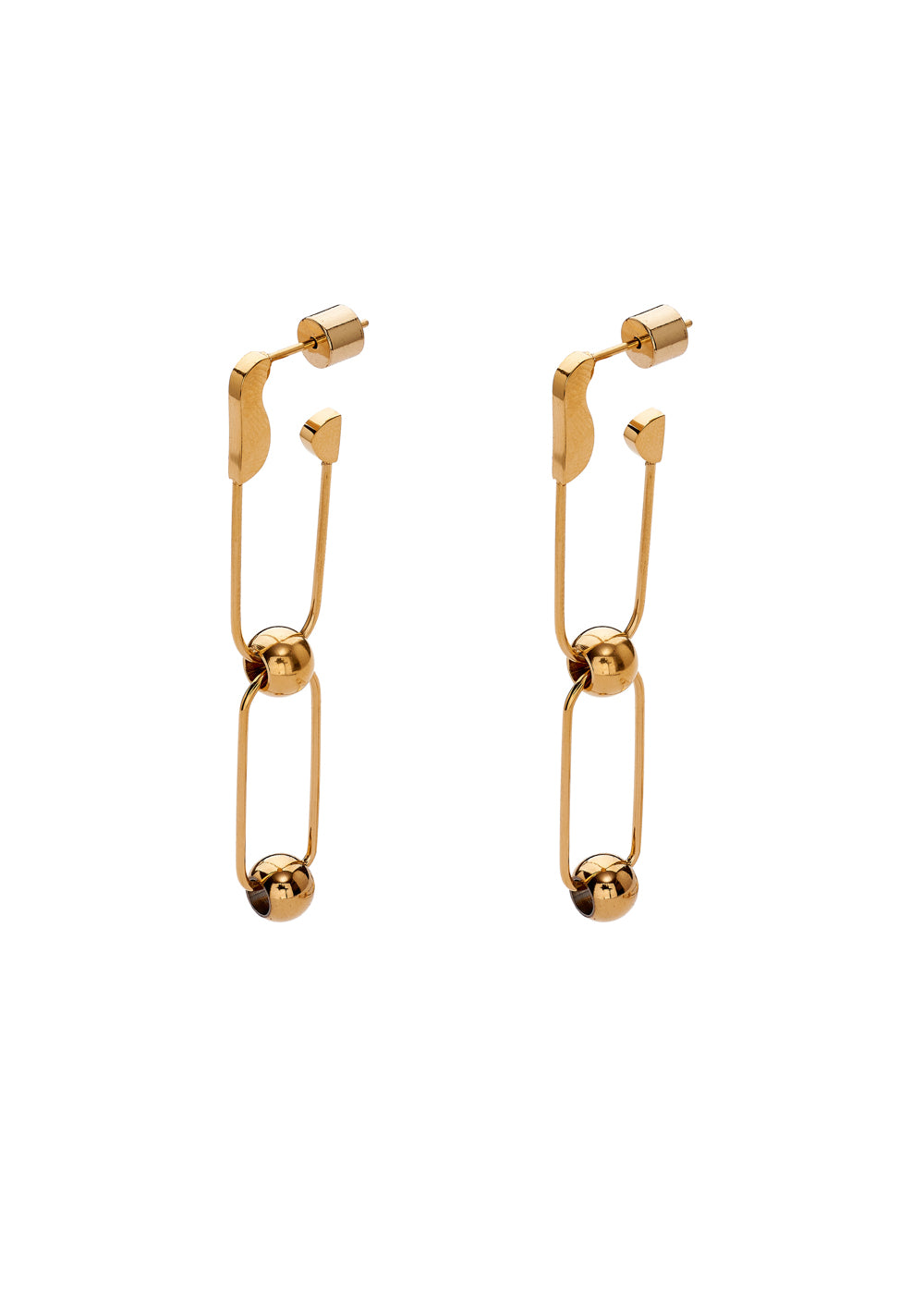 Nalí GOLD LONG EARRINGS W/ BROOCH STAIN. STEEL Pezzi Unici