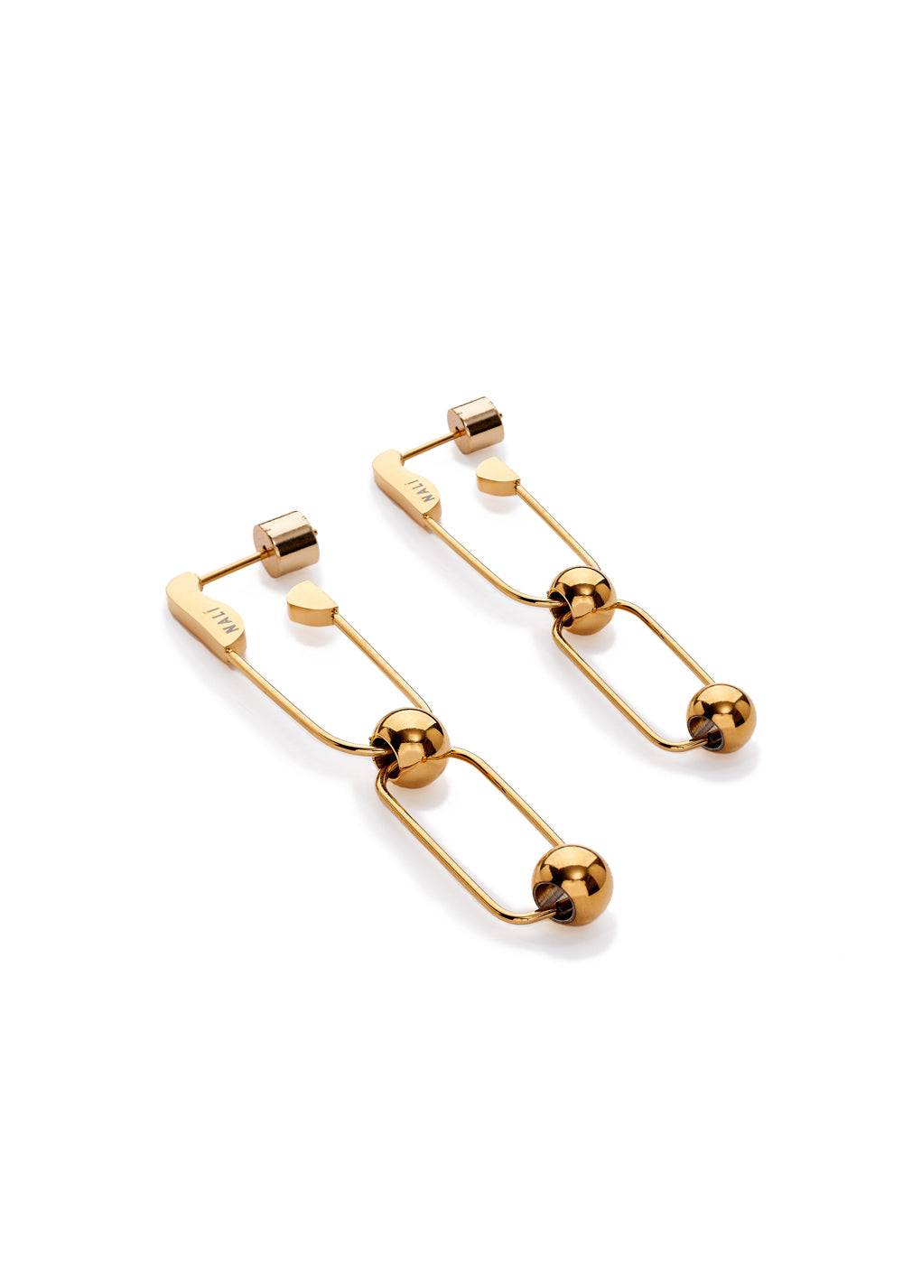 Nalí GOLD LONG EARRINGS W/ BROOCH STAIN. STEEL Pezzi Unici