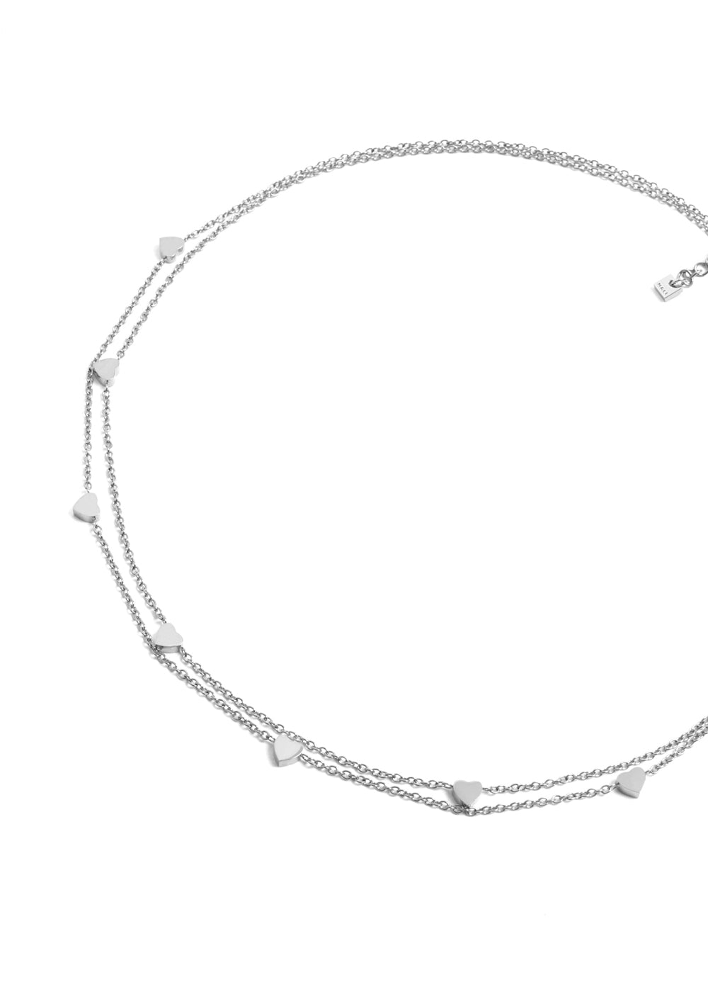 Nalí LEO NECKLACE DOUBLE CHAIN HEARTS SILVER COLOR Acquista Ora