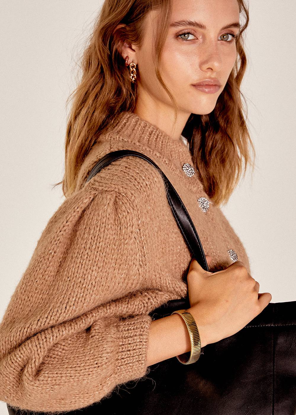 Nalí GOLD KNURLED OPEN BANGLE Presa