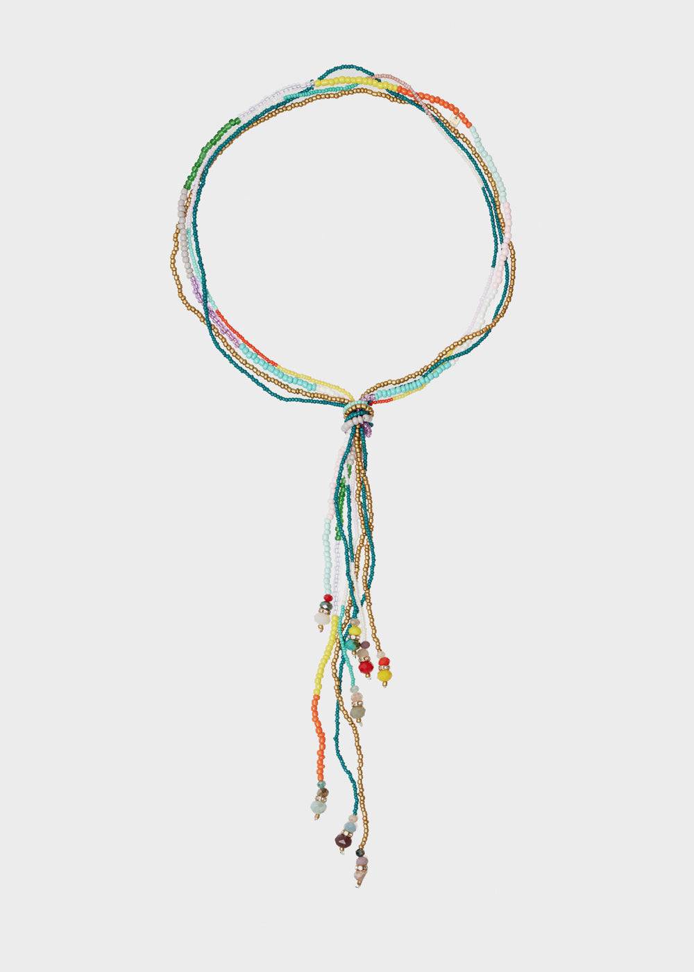 Nalí LONG NECKLACE W/ KNOT AND MULTICOLOR BEADS Vendita Economica