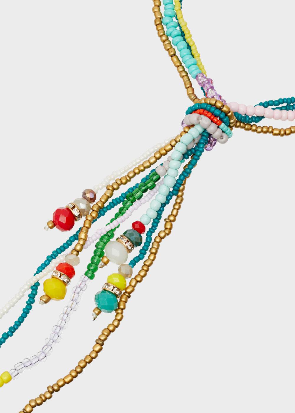 Nalí LONG NECKLACE W/ KNOT AND MULTICOLOR BEADS Vendita Economica