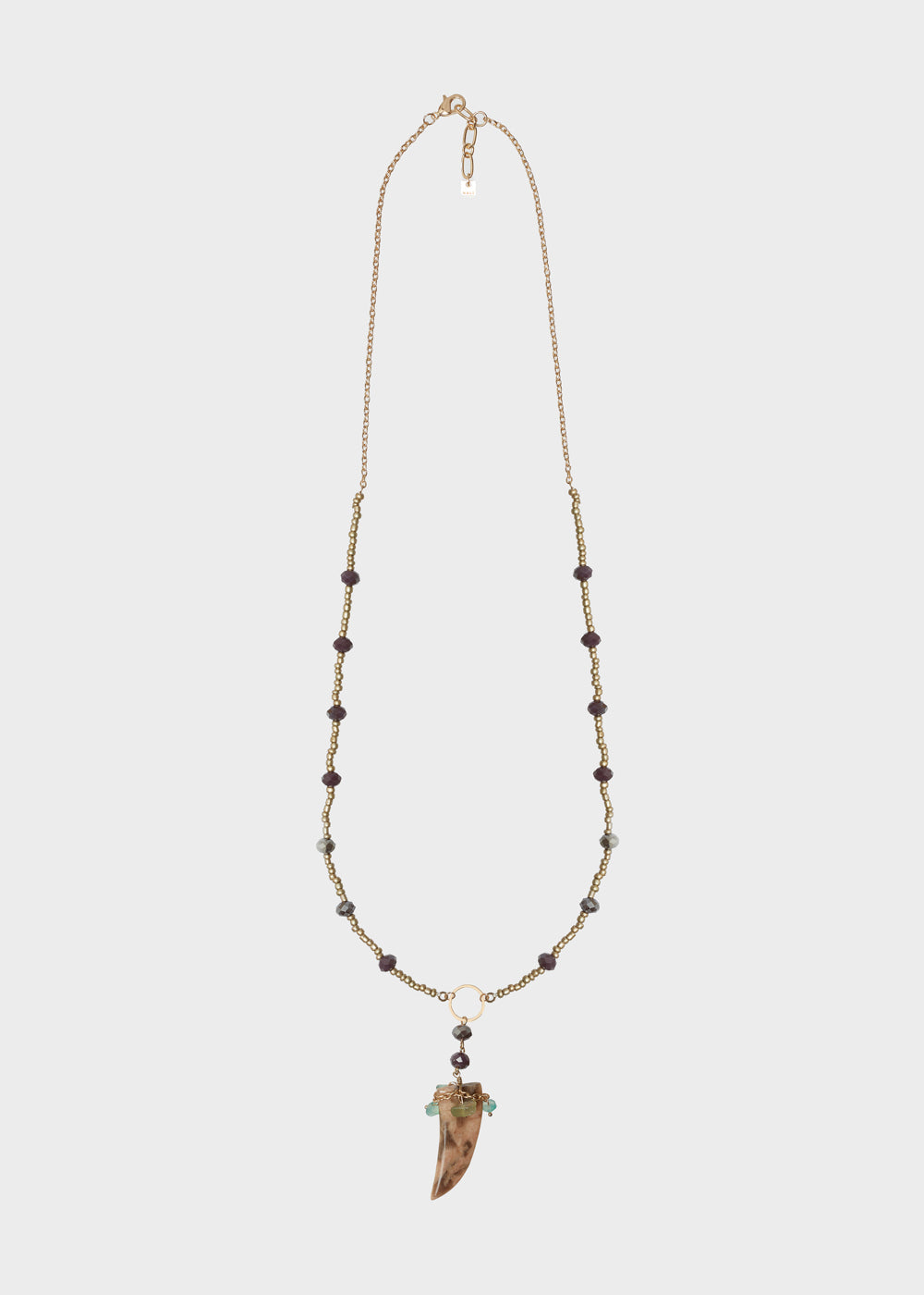 Nalí GOLD LONG NECKLACE W/ BEADS AND HORN PENDANT Saldi Di Fabbrica