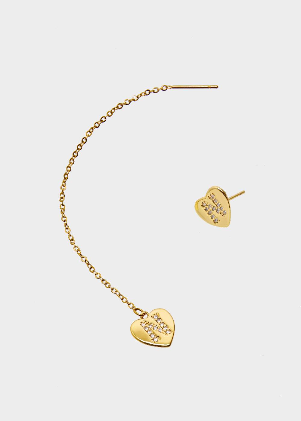 Nalí EARRING SET WITH HEART AND LETTER N IN ZIRCONS 2025