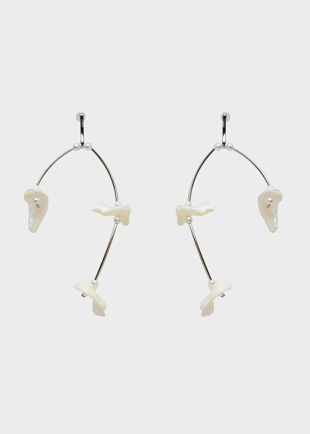 Nalí LARGE SILVER EARRINGS W/ WHITE SHELLS Italy