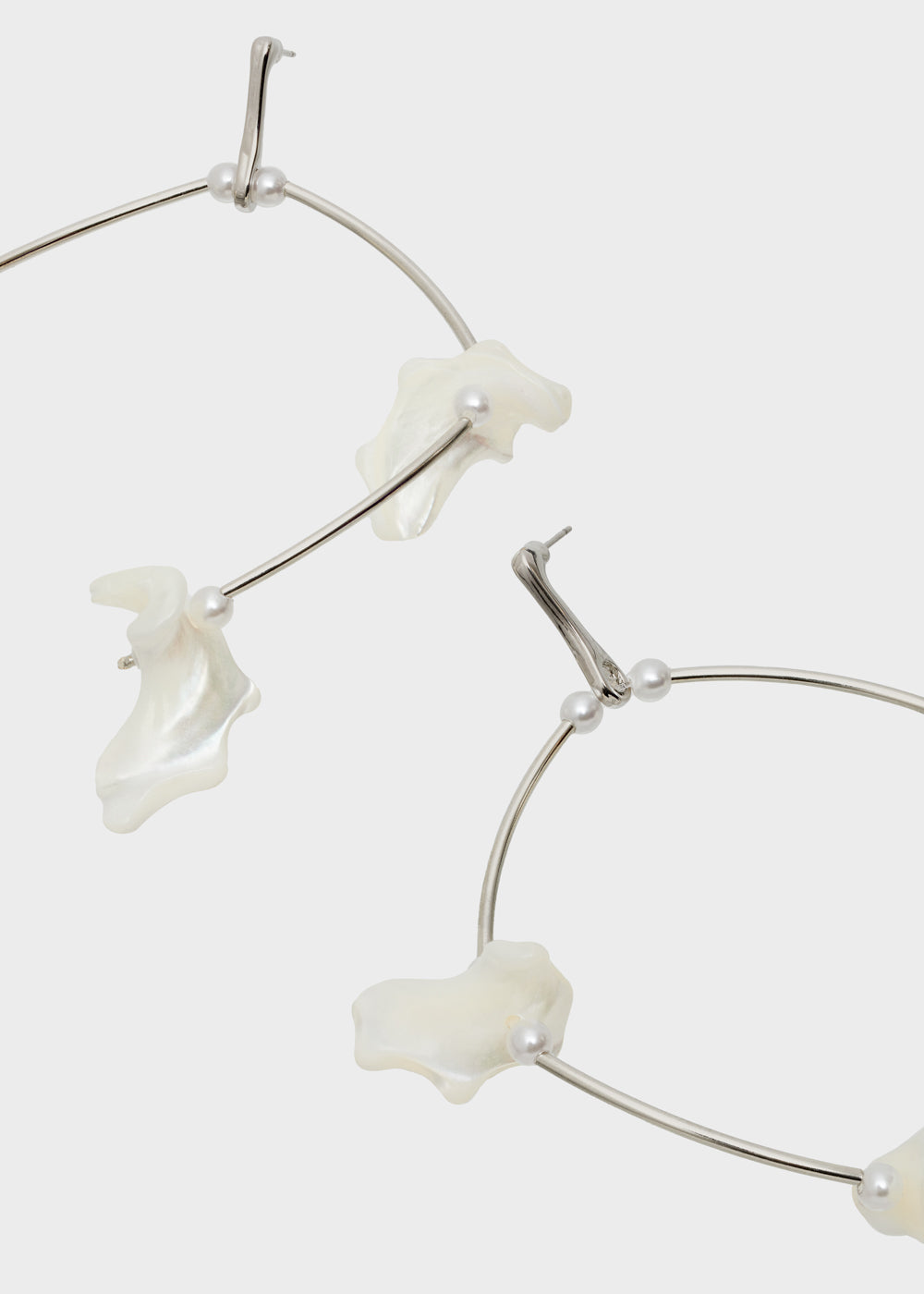 Nalí LARGE SILVER EARRINGS W/ WHITE SHELLS Italy