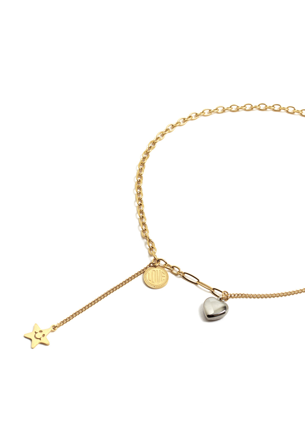 Nalí NECKLACE W/ SILVER HEART & STAR 14K GOLD PLATED Sconto
