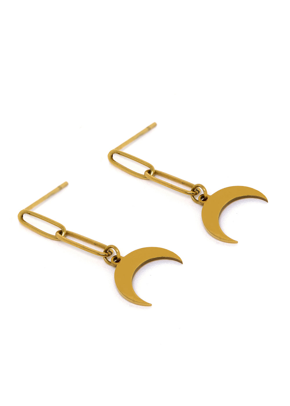 Nalí EARRINGS W/ MOON PENDANT IN STAINLESS STEEL Nuovo