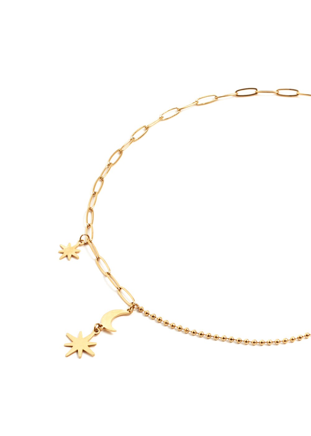 Nalí 14KT GOLD PLATED STARS AND MOON PENDANT NECKLACE Soddisfazione Garantita