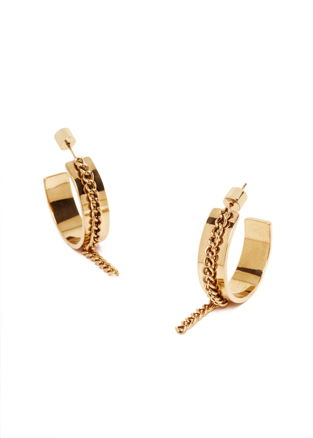 Nalí CHAIN HOOP EARRINGS STAIN. STEEL. 18K GOLD PLATED Acquista Ora