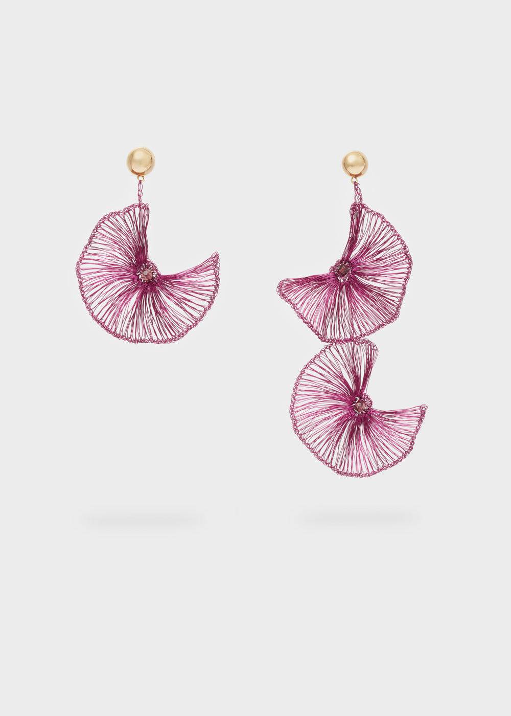 Nalí LEAF EARRINGS IN COPPER WIRE + COLORS In Vendita
