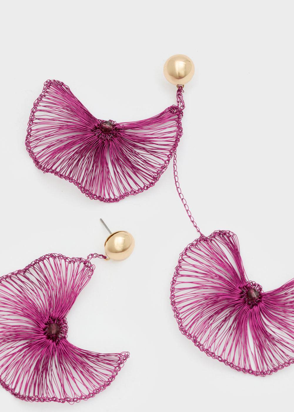 Nalí LEAF EARRINGS IN COPPER WIRE + COLORS In Vendita