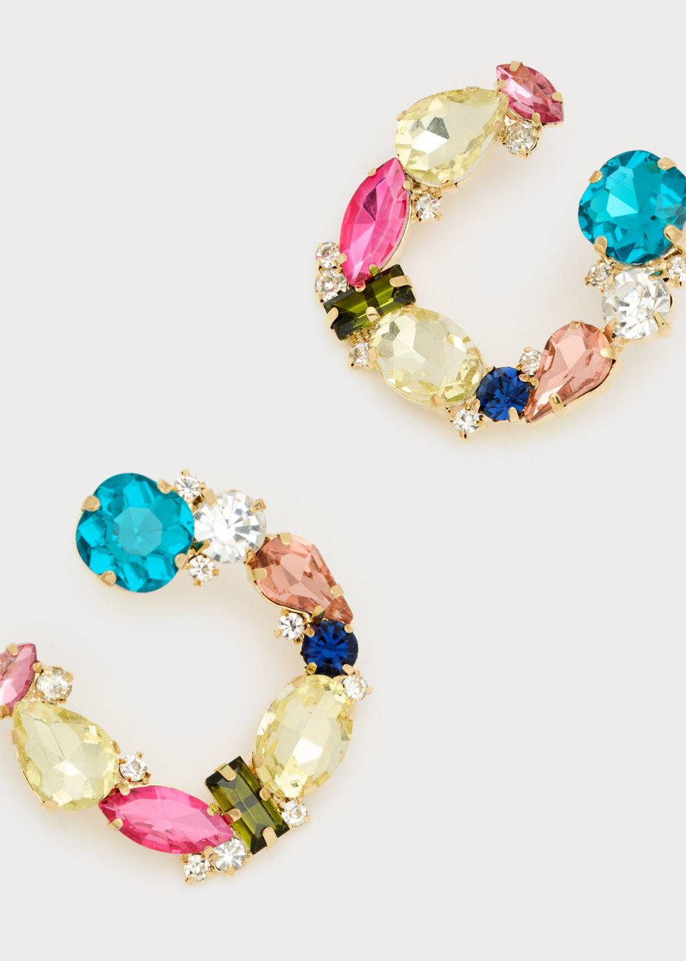 Nalí OVERSIZED LOBE EARRINGS W/ MULTI STONES Nuova