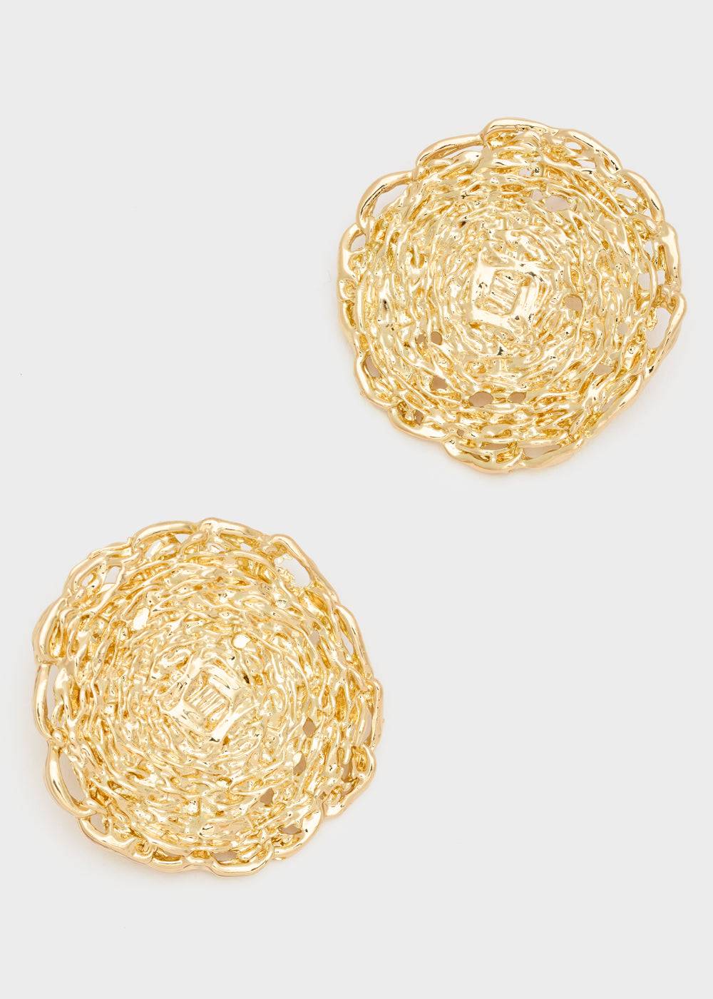 Nalí OVERSIZE LOBE ROUND EARRINGS IN GOLD Moda