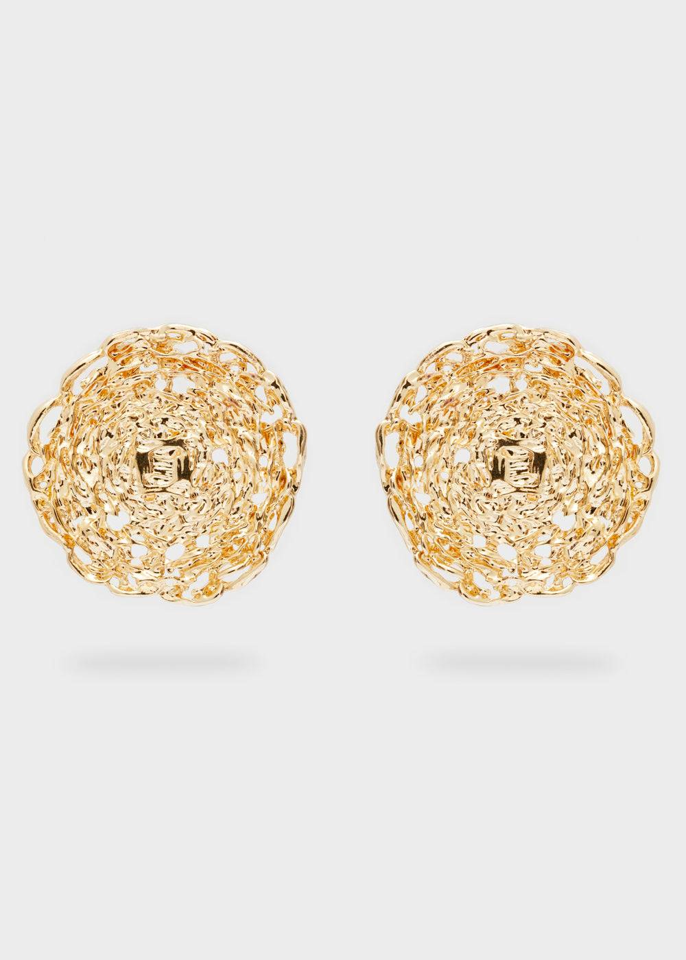 Nalí OVERSIZE LOBE ROUND EARRINGS IN GOLD Moda
