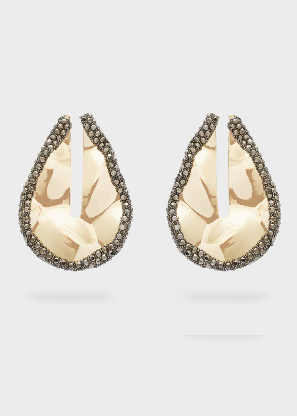 Nalí OVERSIZE EARRINGS IN GOLD + BLACK STONES Negozio online di fabbrica