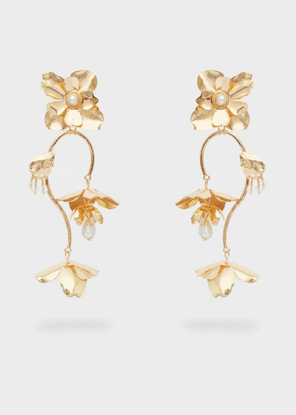 Nalí LONG EARRINGS W/ STEAM + FLOWERS Prezzo di fabbrica