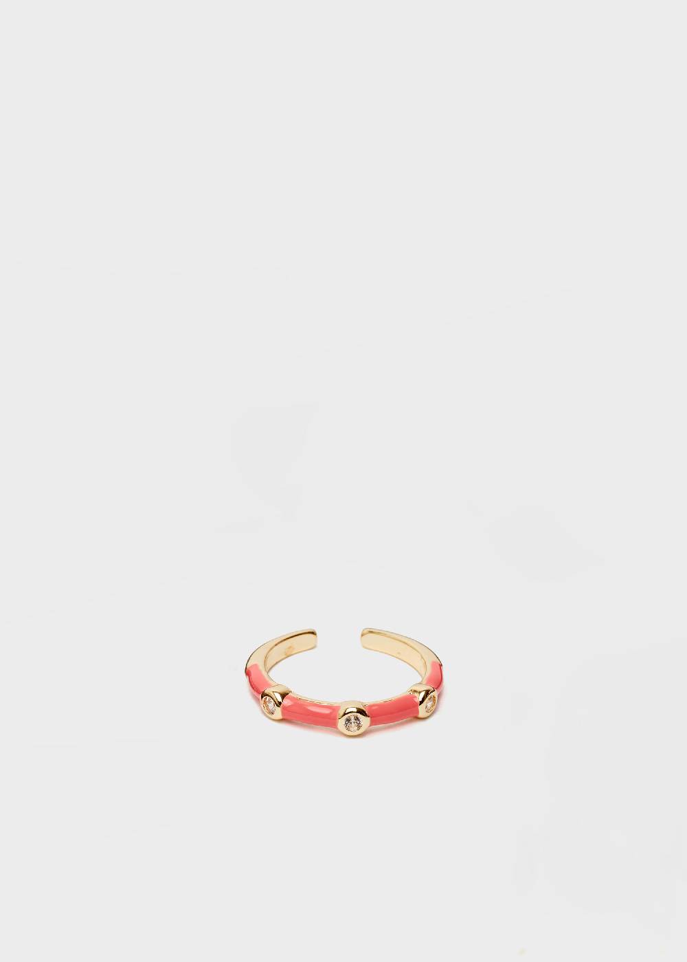 Nalí DEVON ENAMEL RING CORAL WITH ZIRCONS Grande vendita