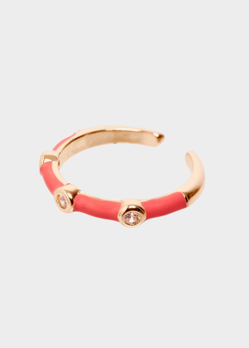 Nalí DEVON ENAMEL RING CORAL WITH ZIRCONS Grande vendita