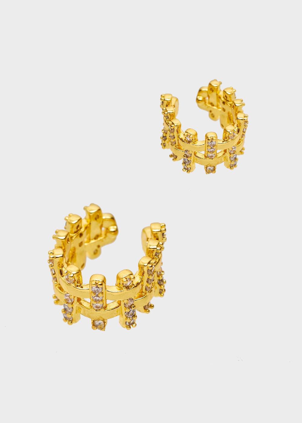 Nalí EARCUFF EARRINGS IN GOLD W/ ZIRCONS Flash Sale