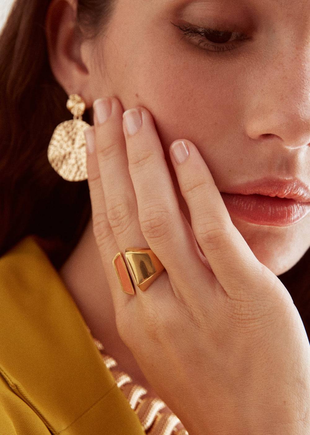 Nalí STAIN. STEEL ARYS ENAMEL RING IN ORANGE Black Friday