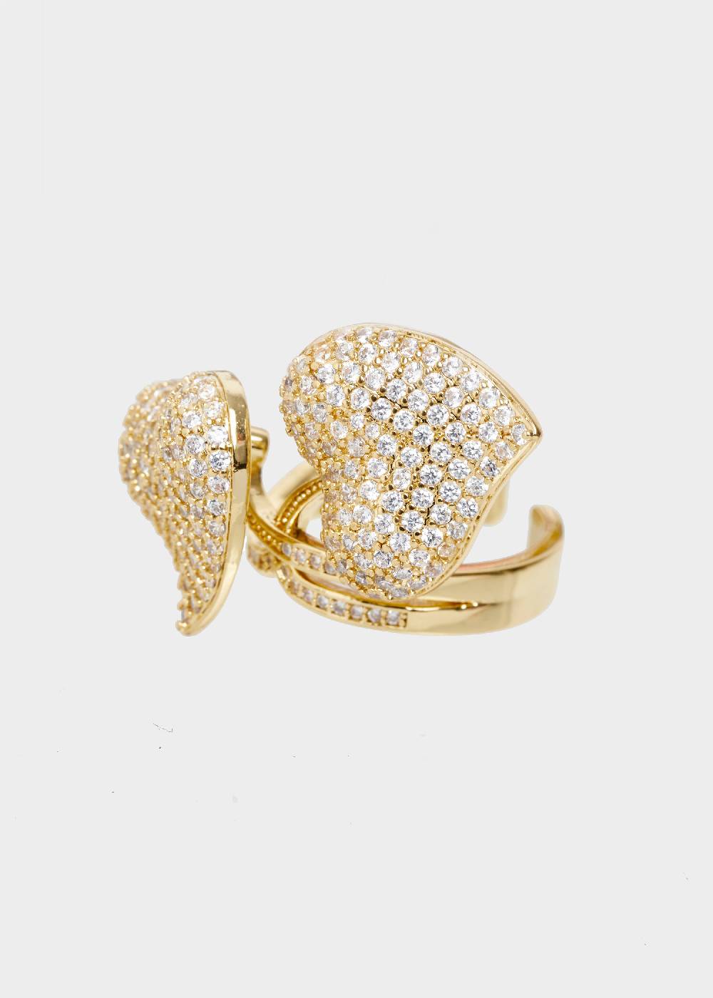 Nalí 14K GOLD PLATED HEART RING W/ ZIRCONS Offerta natalizia
