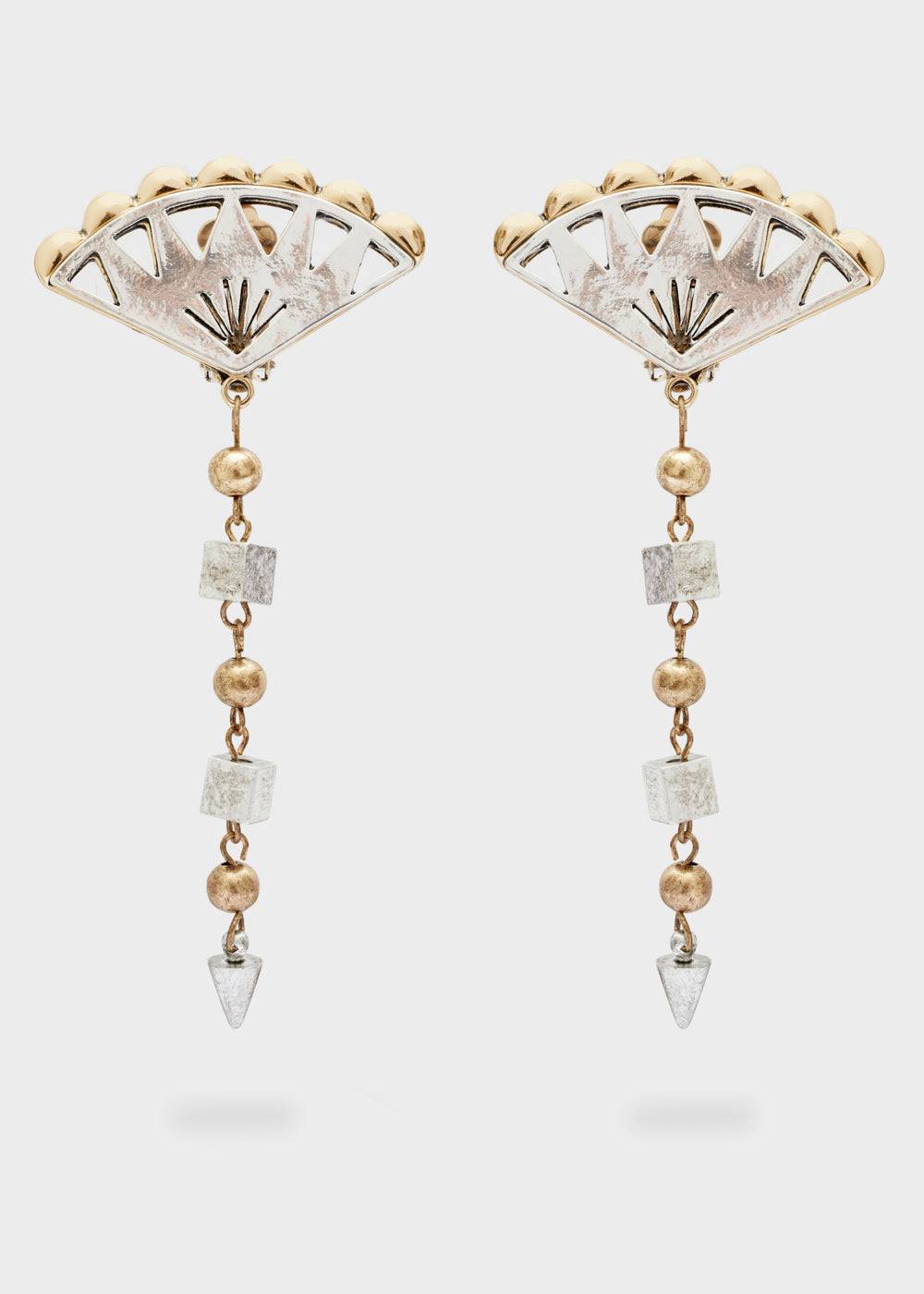 Nalí FAN PENDANT EARRINGS IN SILVER+GOLD Offerta San Valentino