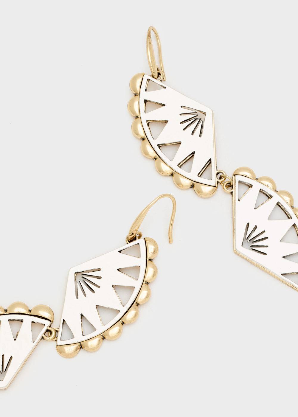 Nalí FAN EARRINGS W/ PENDANT IN SILVER+GOLD Offerta Anniversario