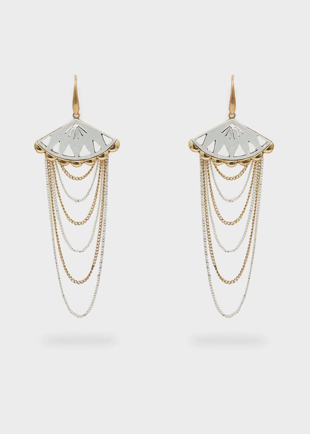 Nalí FAN CHAIN EARRINGS IN SILVER+GOLD Smaltimento dello stoccaggio