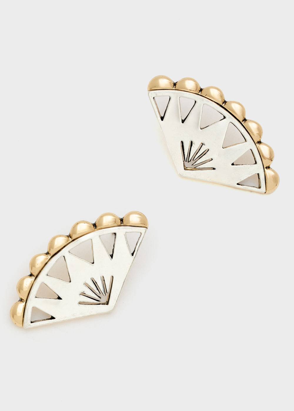 Nalí FAN LOBE EARRINGS IN SILVER+GOLD Vendita calda